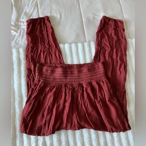 Anthropologie Rust Smocked Waist Pants